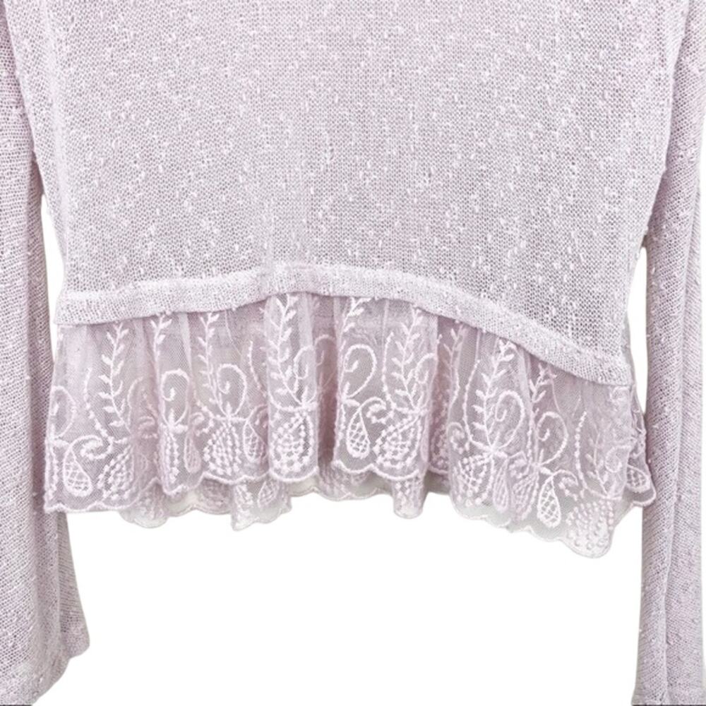 American Eagle Open Knit Sweater Lace Hem Sz M - Picture 4 of 5